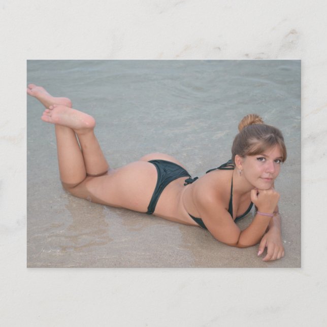 Carte Postale Belle Babe Bikini Ocean Beach (Devant)