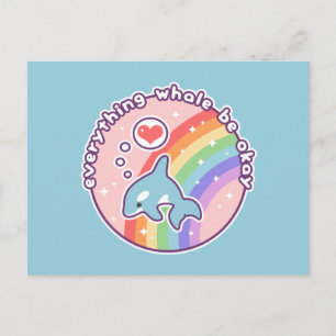 Carte Postale Belle baleine arc-en-ciel