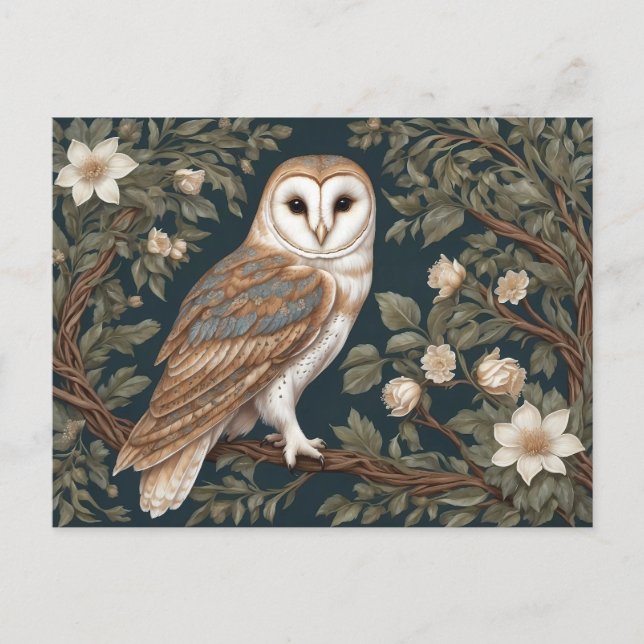 Carte Postale Belle Barne Owl William Morris Inspiré (Devant)