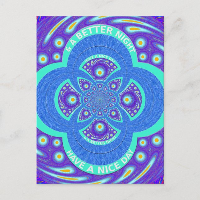 Carte Postale Belle belle Afrique bleu Mandala Flora design (Devant)