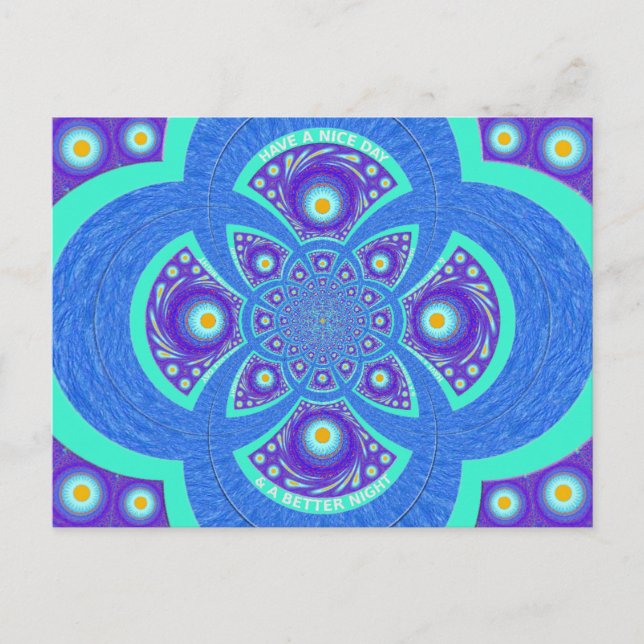 Carte Postale Belle belle Afrique bleu Mandala Flora design (Devant)