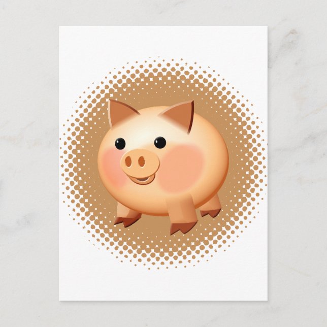 Carte Postale Belle Cartoon Bébé porc (Devant)
