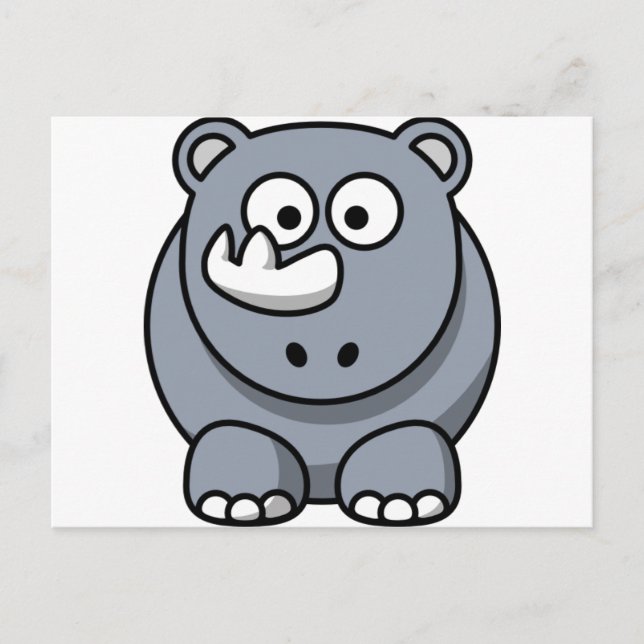 Carte Postale Belle Cartoon Rhino (Devant)