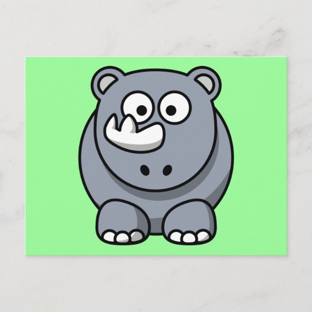 Carte Postale Belle Cartoon Rhino (Devant)