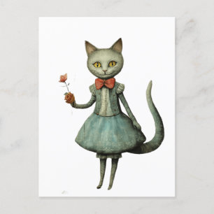 Carte Postale Belle chatte grise Whimisical