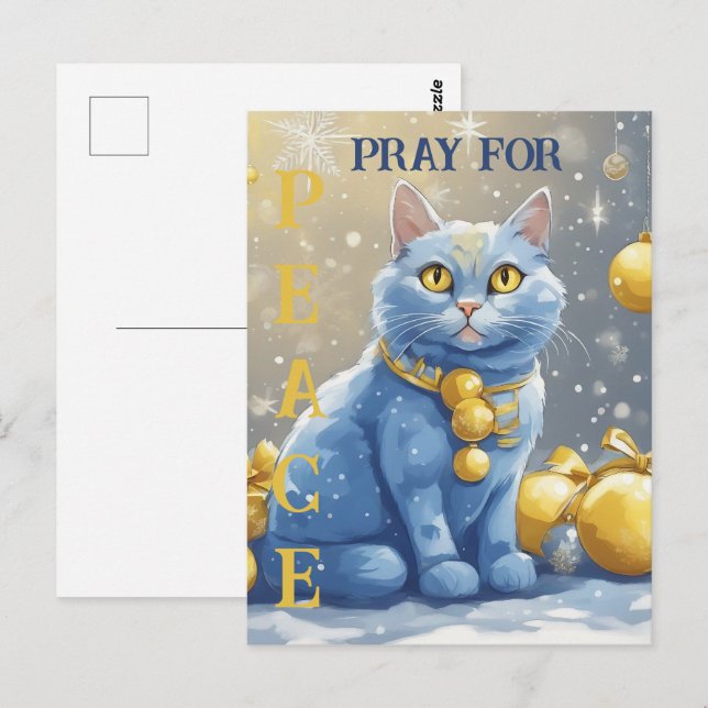 Carte Postale Belle chatte jaune aux yeux bleus - ukraine (Devant / Derrière)
