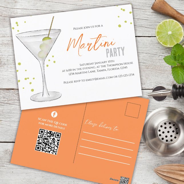 Carte Postale Belle Cocktail Party Martini Boire sur mesure (Créateur téléchargé)