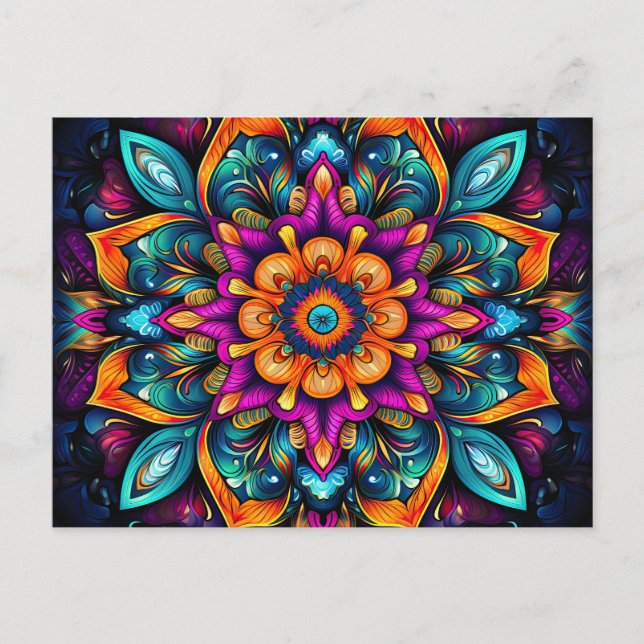 Carte Postale Belle couleur Sacred Geometry Mandala Art (Devant)