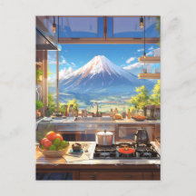 Belle cuisine avec vue sur le Mont Fuji