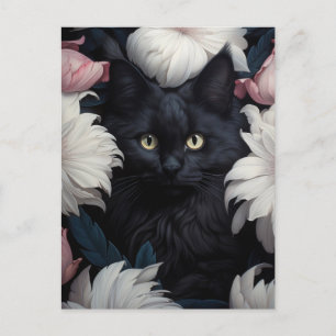 Carte Postale Belle Cute Chat Parmi Les Fleurs