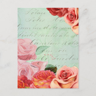 Carte Postale belle décoration florale Rose Vintage