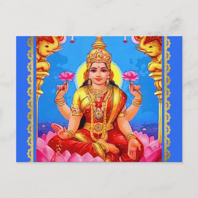 Carte Postale Belle déesse Golden Lakshmi Diwali (Devant)