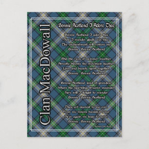 Carte Postale Belle Écosse Je T'adore Clan MacDowall Tartan