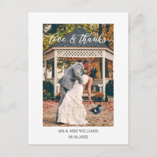 Carte Postale Belle écriture Love & Merci photo Mariage