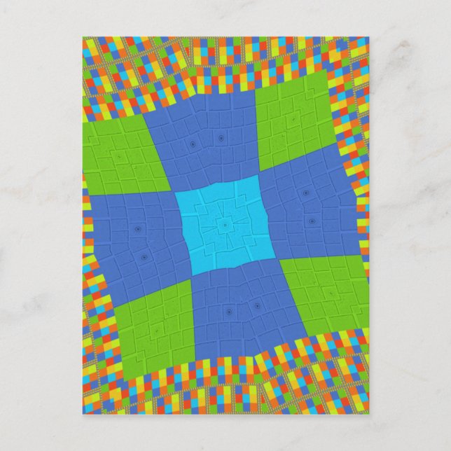 Carte Postale Belle Extraordinaire Vert Bleu Cyan Art Design d'i (Devant)