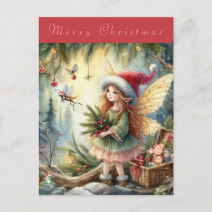 Carte Postale Belle Fée dans la forêt Joyeux Noël