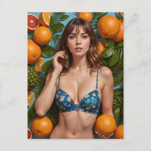 Carte Postale Belle Femme Aux Oranges