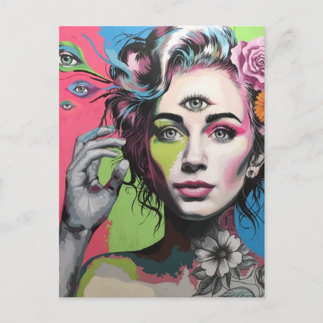 Carte Postale Belle Femme Avec Troisième Oeil (Devant)