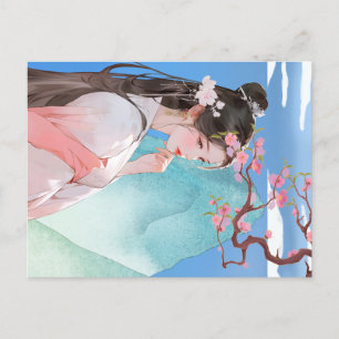 Carte Postale Belle femme chinoise devant une montagne