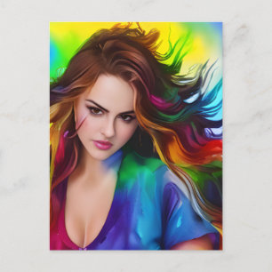 Carte Postale Belle Femme colorée
