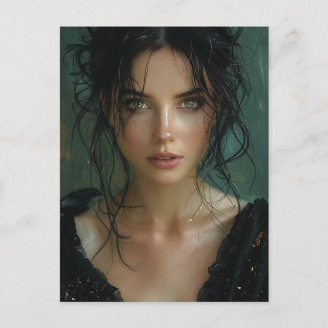 Carte Postale Belle femme en noir (Devant)