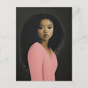 Carte Postale Belle femme habillée en rose