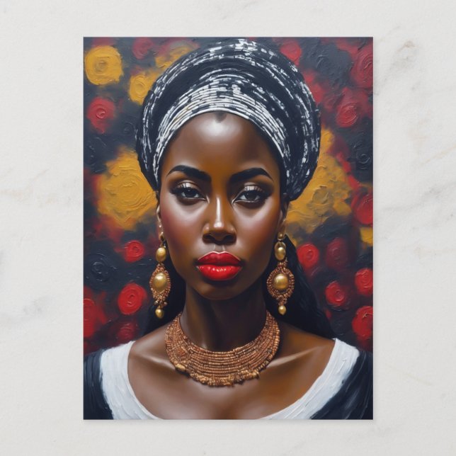 Carte Postale Belle femme noire africaine peint (Devant)