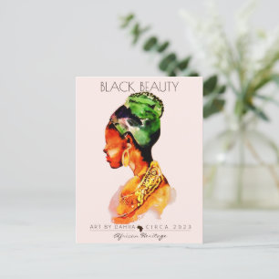 CARTE POSTALE BELLE FEMME NOIRE AFRICAINE REINE OR NECKLACE