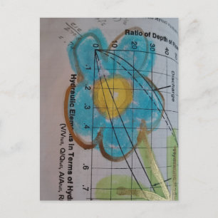 Carte Postale Belle Fleur Bleue sur une Page de Manuel Scolaire 