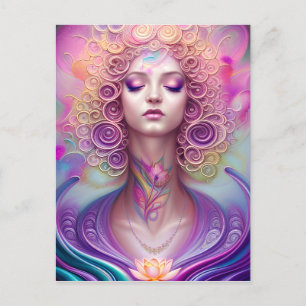 Carte Postale Belle Fleur Fractale Lotus