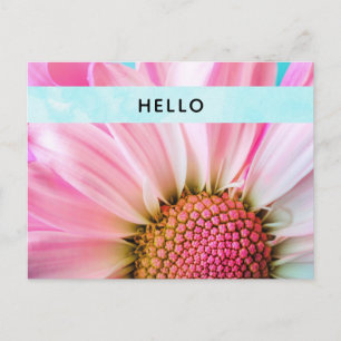 Carte Postale Belle Fleur rose Fermer Photo Bonjour