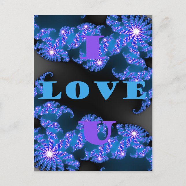Carte Postale Belle Galactique Blue Love Texte Motif Design, (Devant)