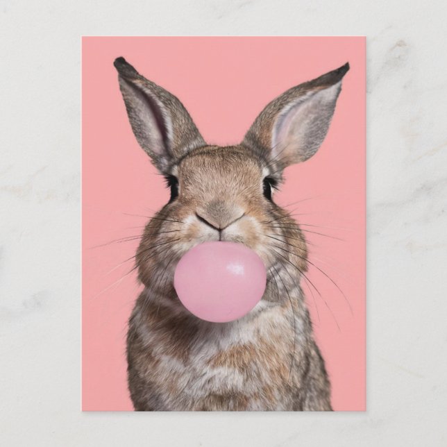 Carte Postale Belle gomme à mâcher lapin Brown (Devant)