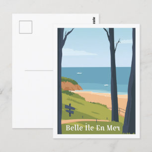 Carte Postale Belle ile en mer France Lieu de voyage Illustratio