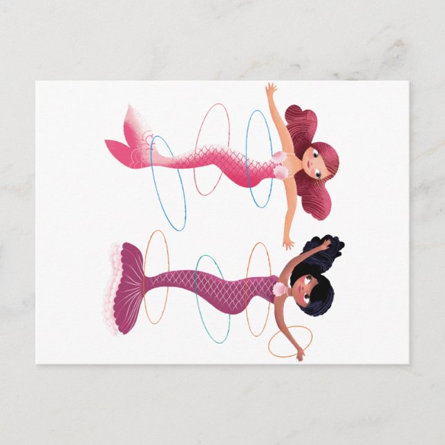 Carte Postale Belle illustration de la journée des sirènes sur l (Devant)