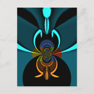 Carte Postale Belle impression Cyan Abstrait Art