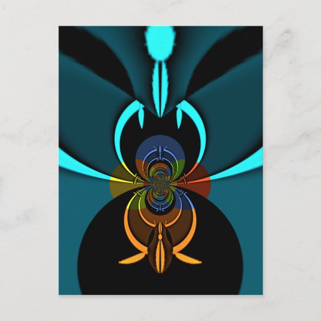 Carte Postale Belle impression Cyan Abstrait Art (Devant)