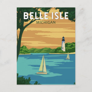 Carte Postale Belle Isle Park Michigan Voyage Art Vintage