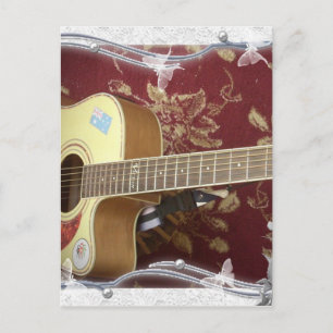 Carte Postale Belle jolie guitare Vintage sur le Motif Africain