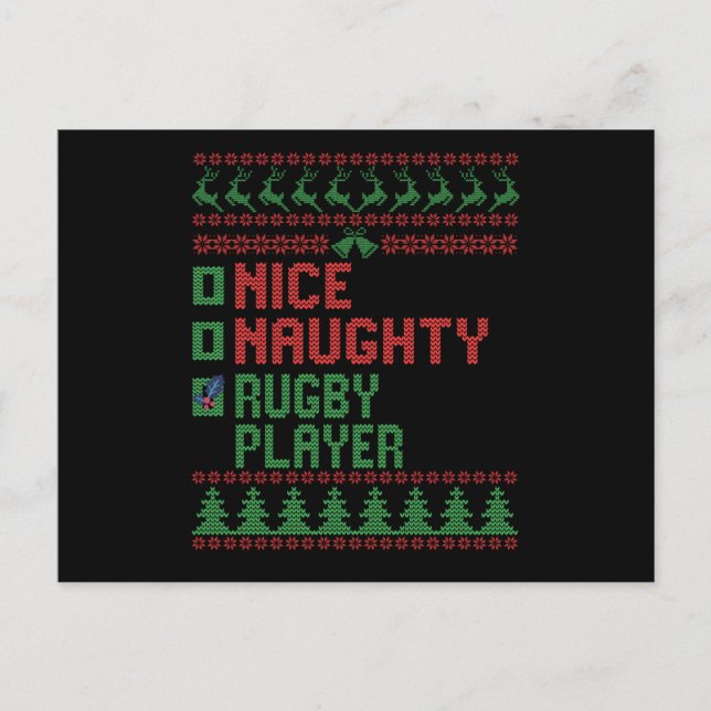 Carte Postale Belle Joueuse de rugby drôle cadeau de Noël (Devant)