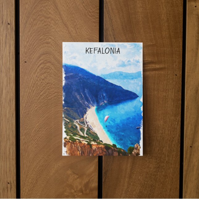 Carte Postale Belle Kefalonia Grèce Aquarelle (kefalonia greece watercolor travel postcard)