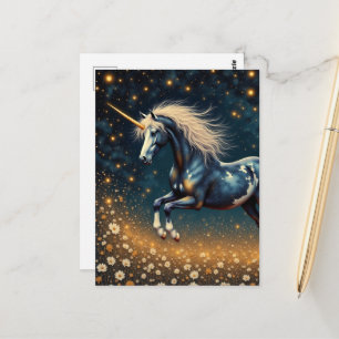 Carte Postale Belle licorne dans le pré 