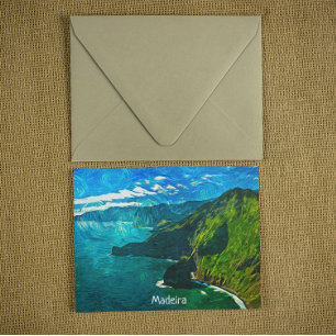 Carte Postale Belle Madère Vue Côtière Peinture à l'huile