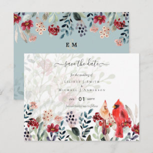 Carte Postale Belle Mariage d'Oiseaux Cardinal Rouge