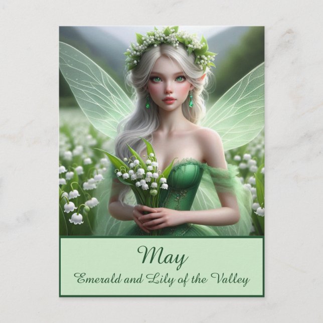Carte Postale Belle May Fairy dans Lilies de la Vallée (Devant)
