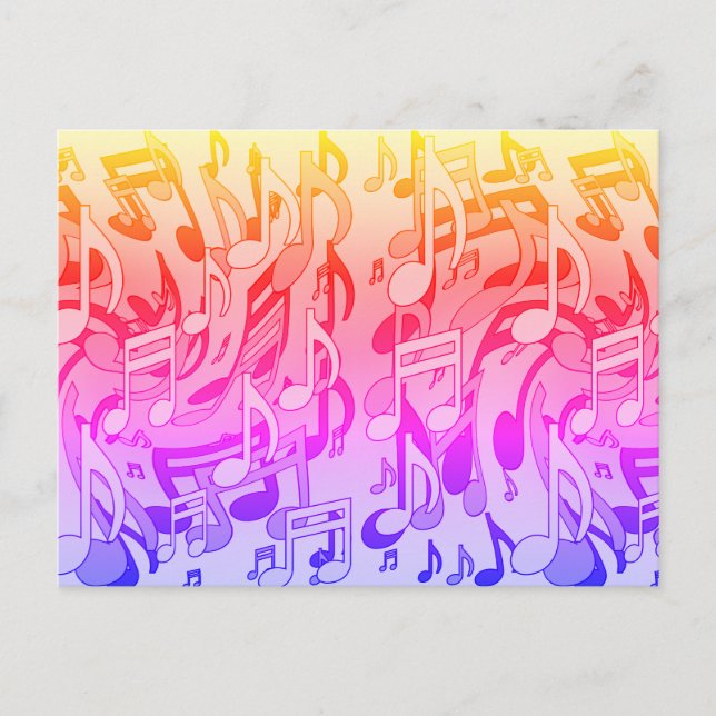 Carte Postale Belle musique Joyeuses couleurs vives notes musica (Devant)