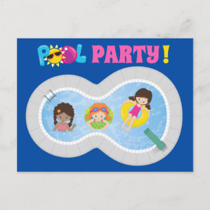 Carte Postale Belle natation Filles Anniversaire Piscine Invitat
