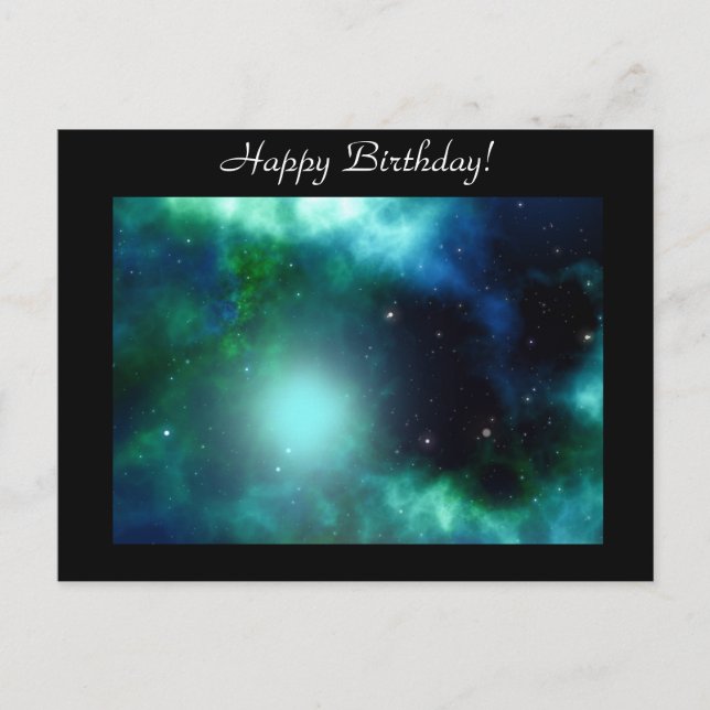 Carte Postale Belle Nebula verte Anniversaire (Devant)