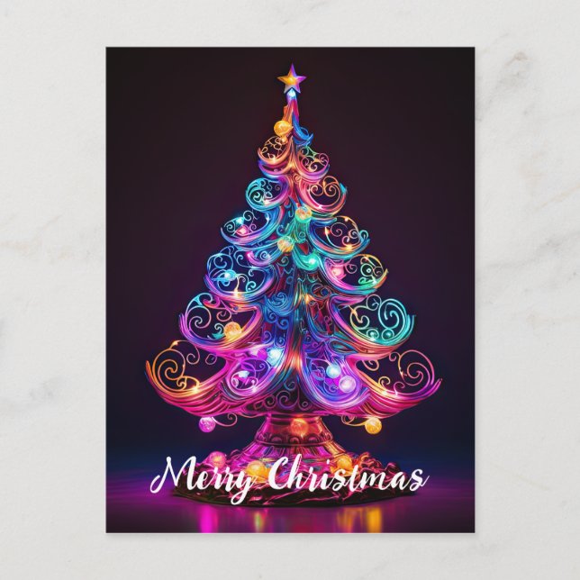 Carte Postale Belle Nouvel Arbre de Noël Étincelante (Devant)