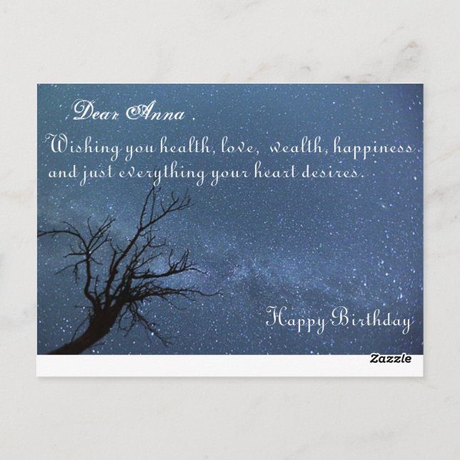 Carte Postale Belle nuit étoilée Joyeux anniversaire (Dos)